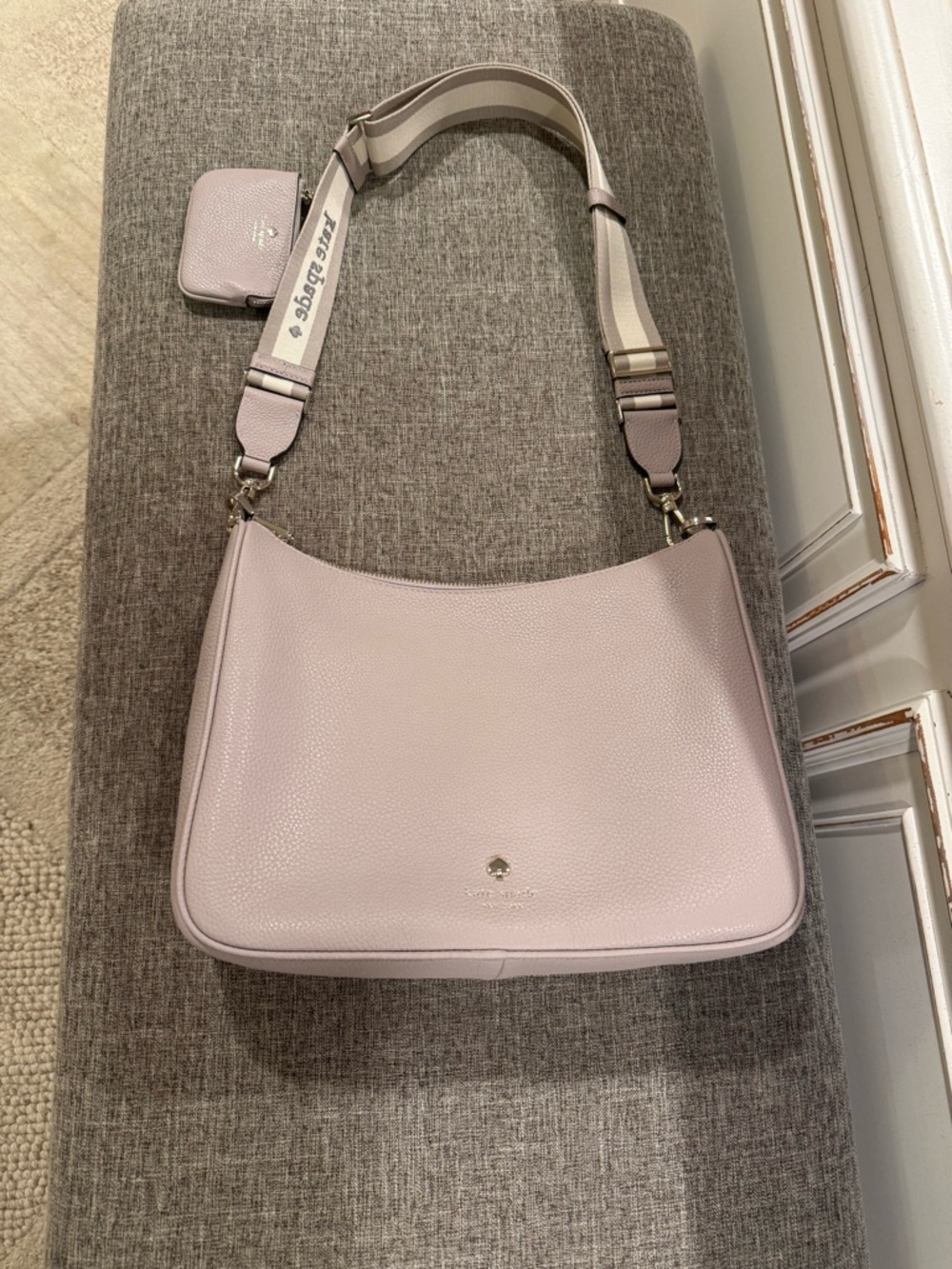 Kate Spade outlet Soft Grey Emma large Leather Shoulder Bag